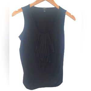 Talbots Black Pleated Ruffle Tank Size Medium Petite